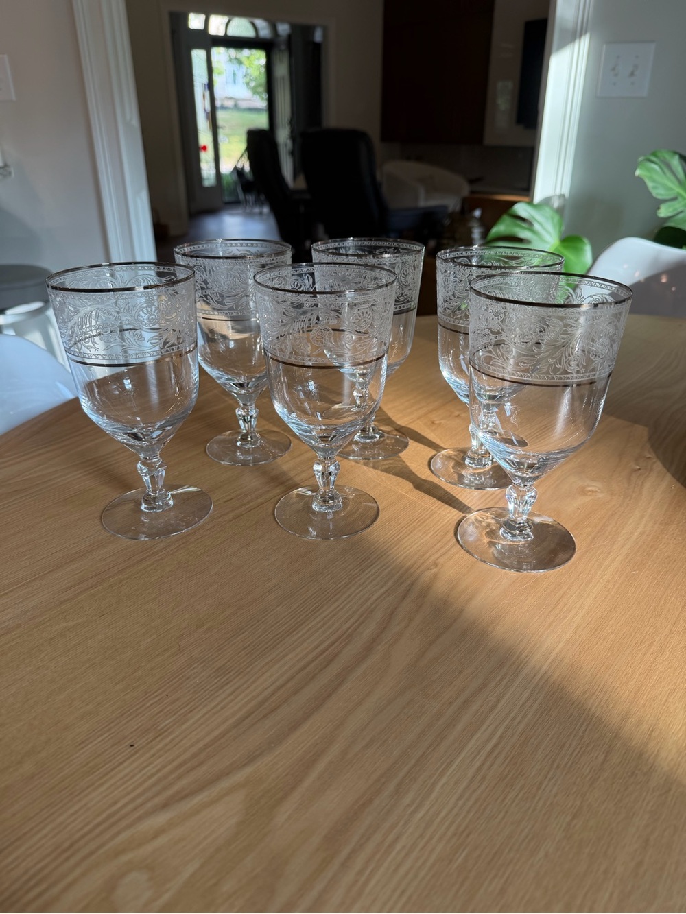 Vintage Fostoria Renaissance Platinum Crystal Iced Tea Glasses set of 6